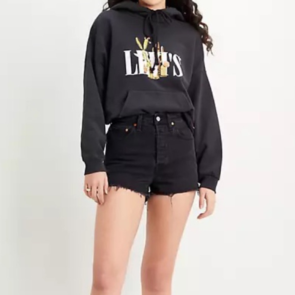 Levi’s Black High Waisted Ribcage Shorts - 28